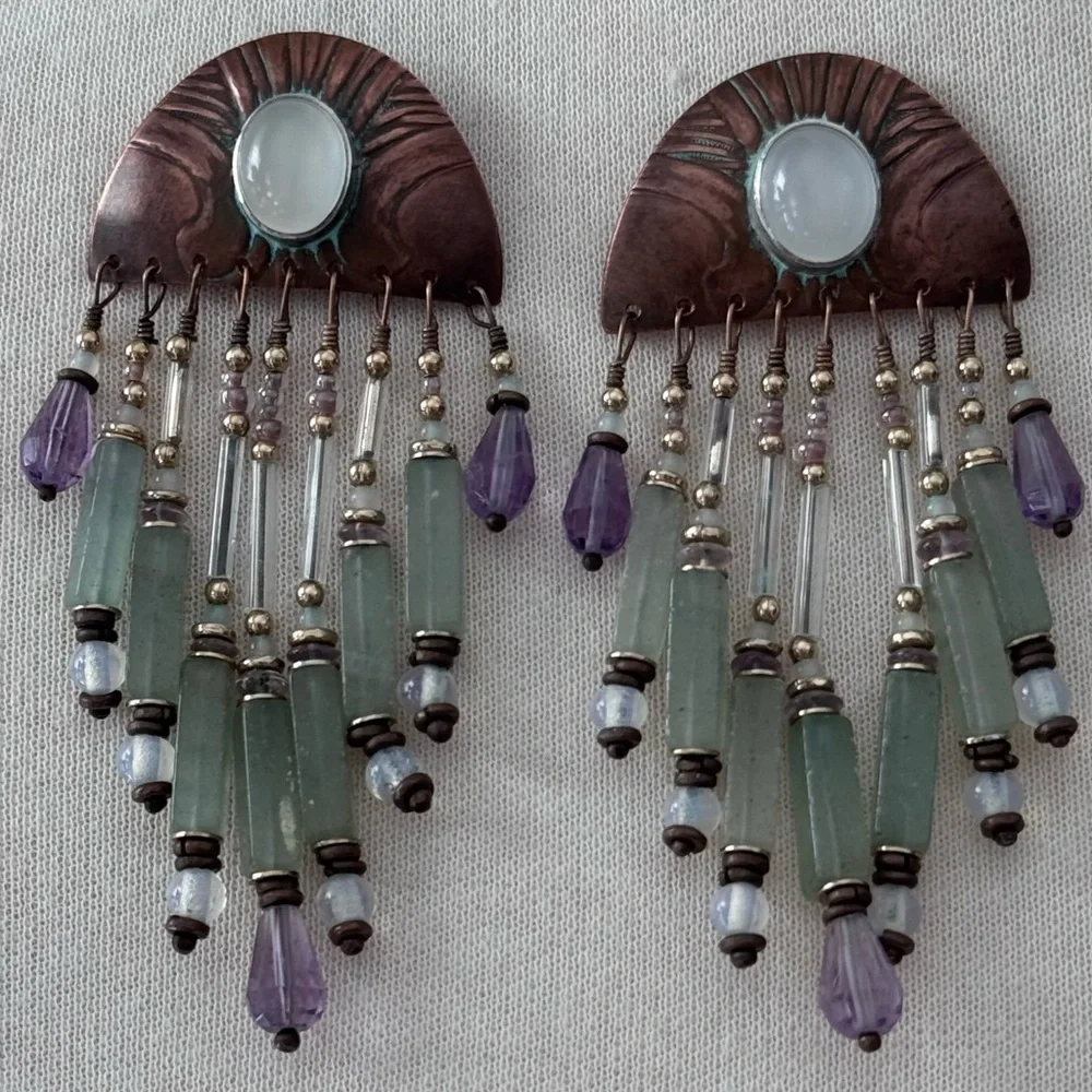 Vintage Tabra tunoa sterling silver amethyst dangling earrings - Picture 3 of 3